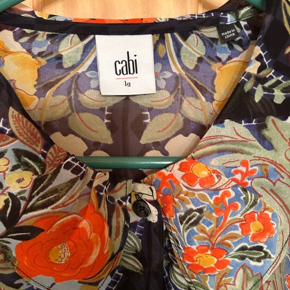 CAbi Black Blouse with Orange & Yellow Floral Print - Picture 2 of 6